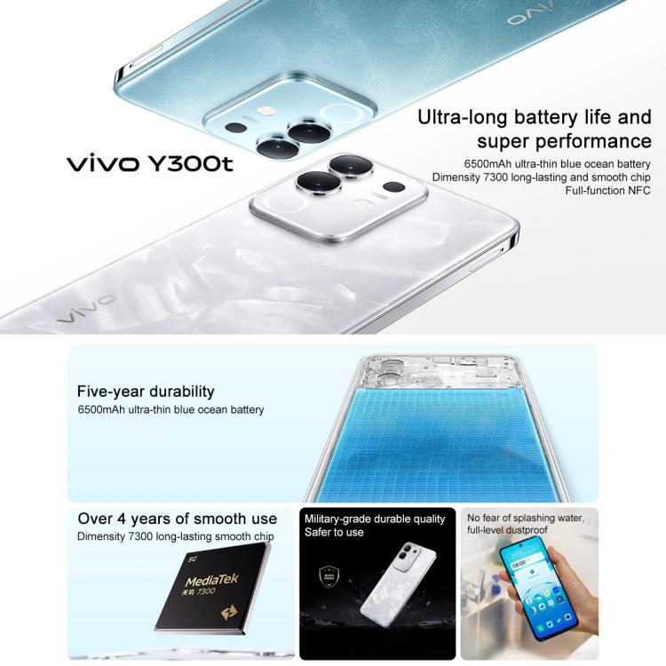 vivo Y300t, 12GB +512GB, Face ID / Side Fingerprint, 6.72 inch Android 15 OriginOS 5 Dimensity 7300 Octa Core, OTG, NFC, Network: 5G, 12GB +512GB vivo Y300t, 12GB +512GB, Face ID / Side Fingerprint, 6.72 inch Android 15 OriginOS 5 Dimensity 7300 Octa Core, OTG, NFC, Network: 5G, 12GB +512GB